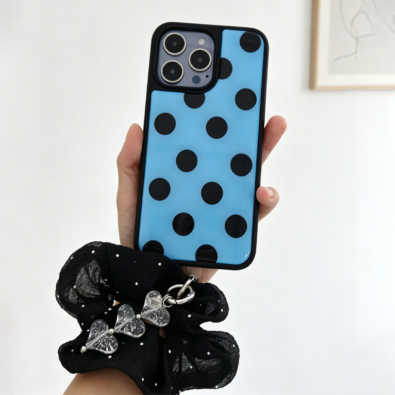 Phone Cases With Charms - Blue Black Polka Dot Phone Case