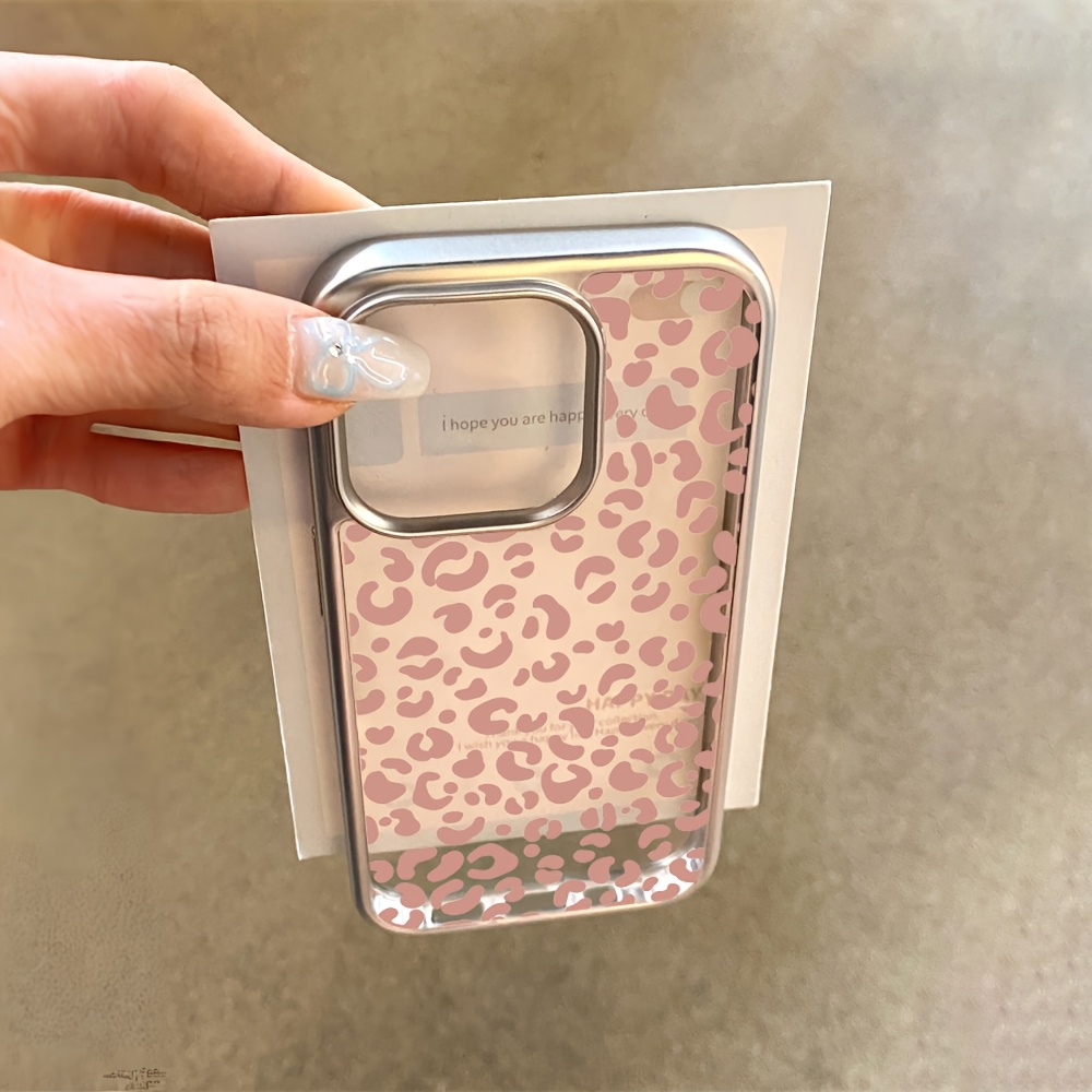 Phone Cases Pink - Pink Leopard Print Electroplated Transparent Phone
