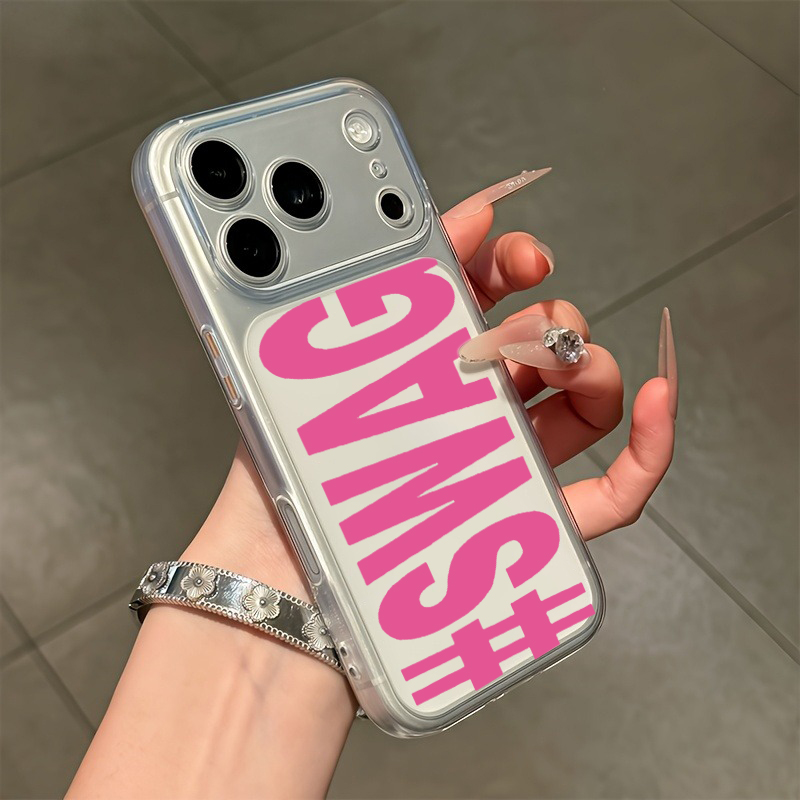 Phone Cases Pink - Hot Pink Black SWAG Letter Clear