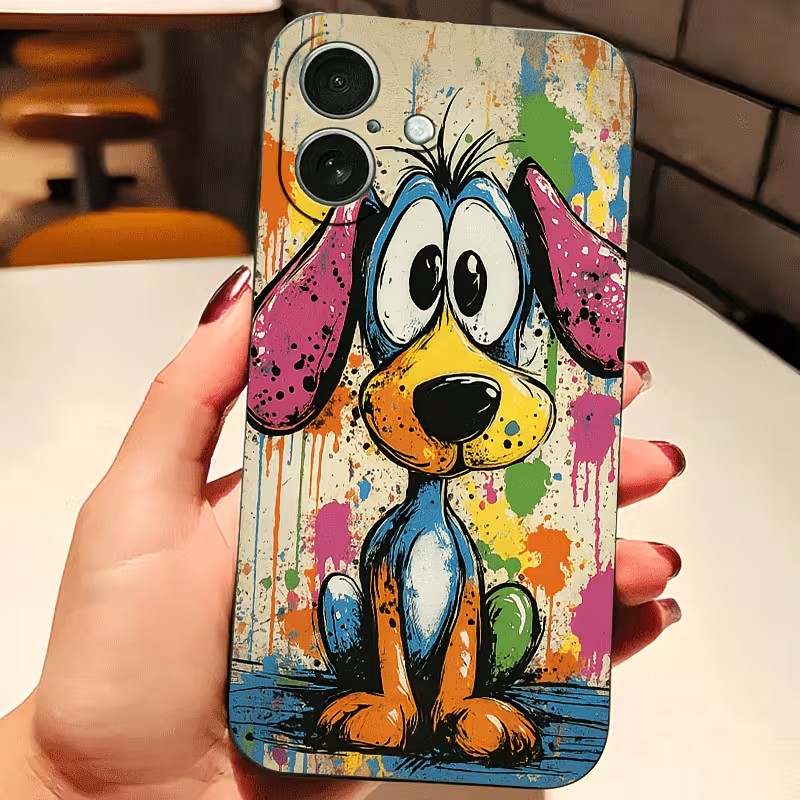 Phone Cases Popular - Graffiti Colored Puppy TPU Phone Case