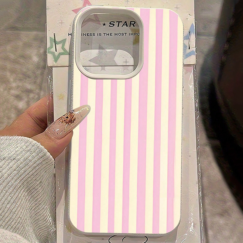 Phone Cases Pink - Simple Pink Vertical Striped Lichee Pattern