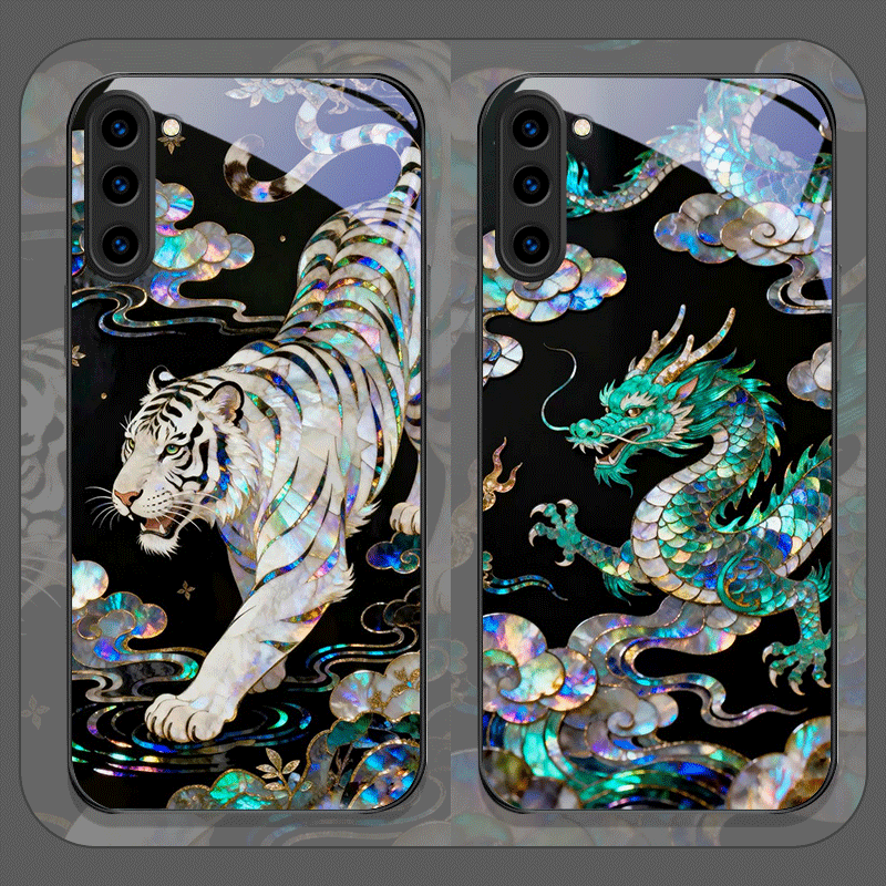 Phone Cases Samsung S25 Ultra - Stylish Tiger Dragon Marble Texture Printed