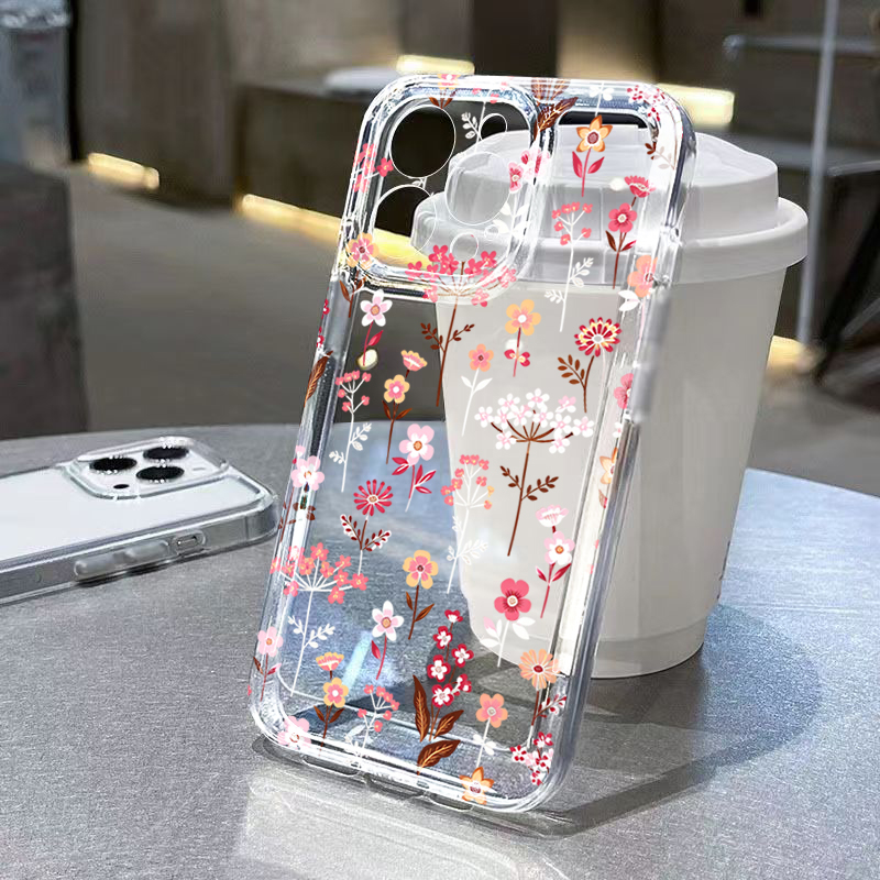 Phone Cases Pink - White Pink Floral Transparent Phone Case