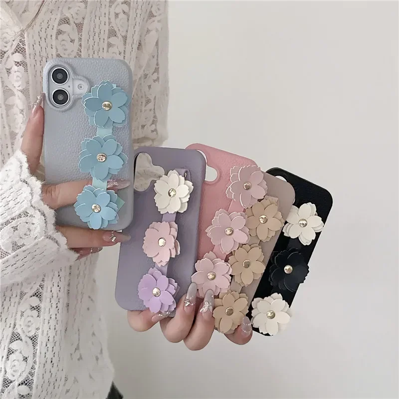 Phone Cases That Fit Iphone 16E - 3D Beautiful Flower Wristband Phone Case