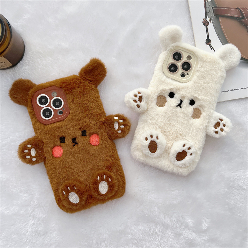 Korean 3D Cartoon Bear Fluffy  - Phone Cases Iphone 11 recension och pris