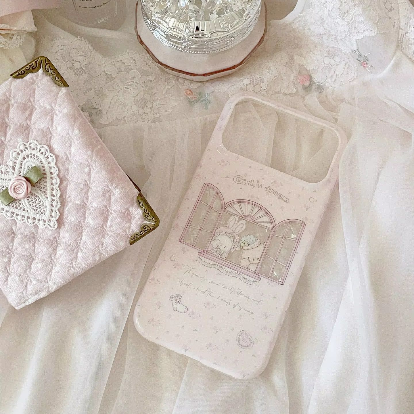 Kawaii Bunny Bear Floral Pink  - Phone Cases Pink recension och pris
