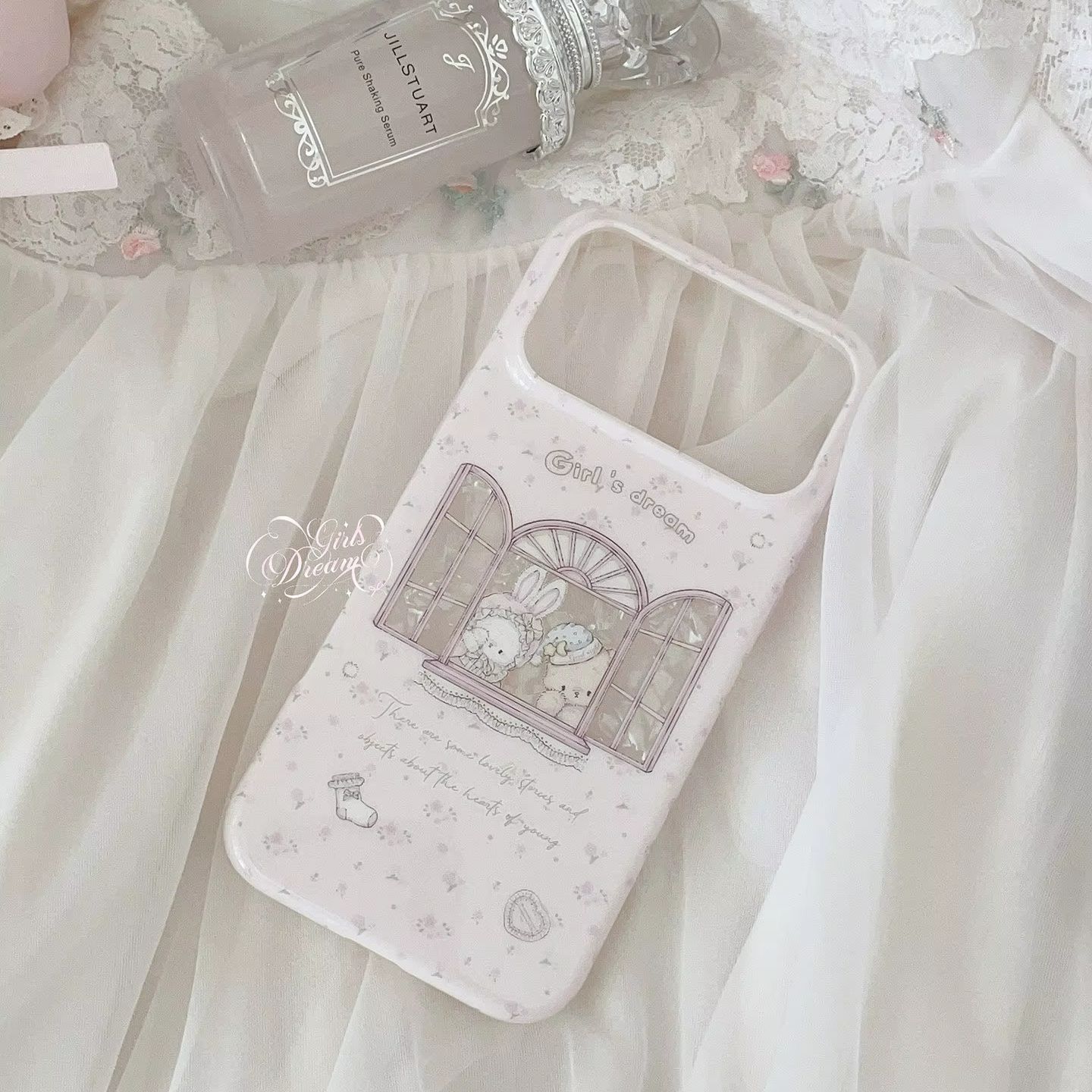 Kawaii Bunny Bear Floral Pink  - Phone Cases Pink recension och pris