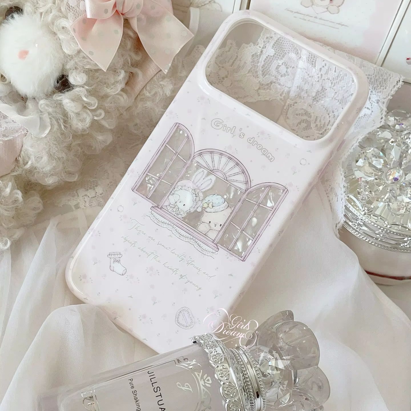 Kawaii Bunny Bear Floral Pink  - Phone Cases Pink recension och pris