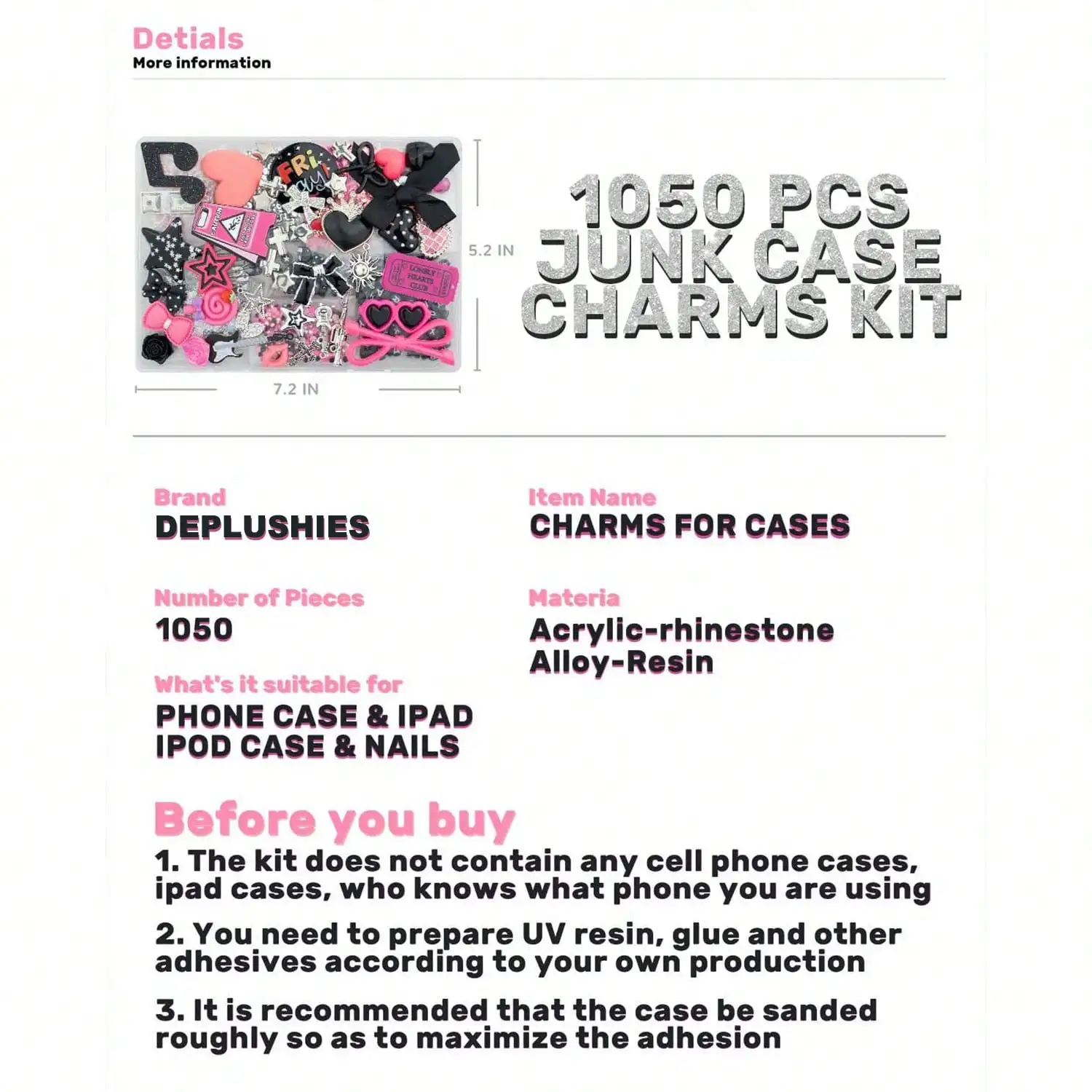 1050 Pcs Junk Phone Case Charm - Phone Cases With Charms recension och pris
